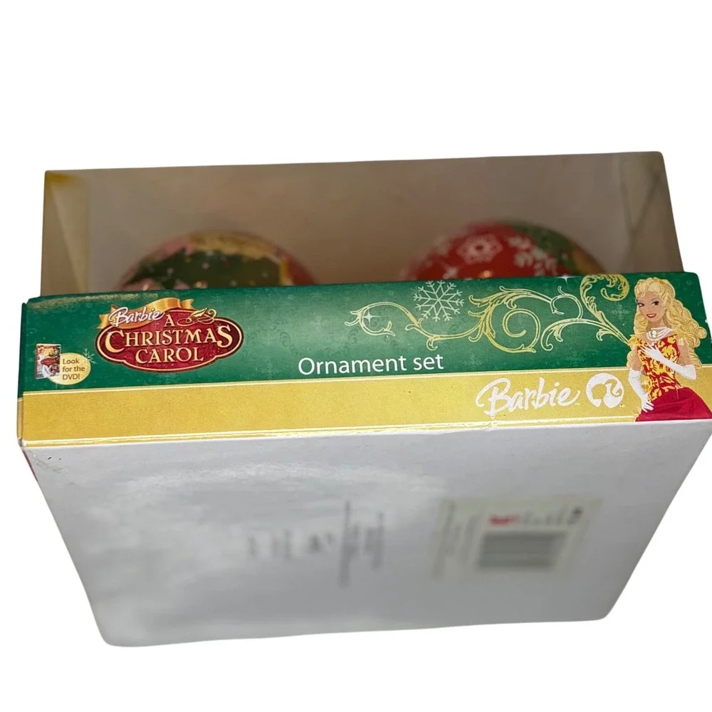 Barbie Christmas Carol Ornament Set 2008 Holiday Balls Boxed Mattel Y2K